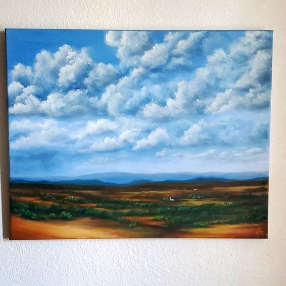 Origional Art Oil Painting 'Cloudy Big Sky' Montana